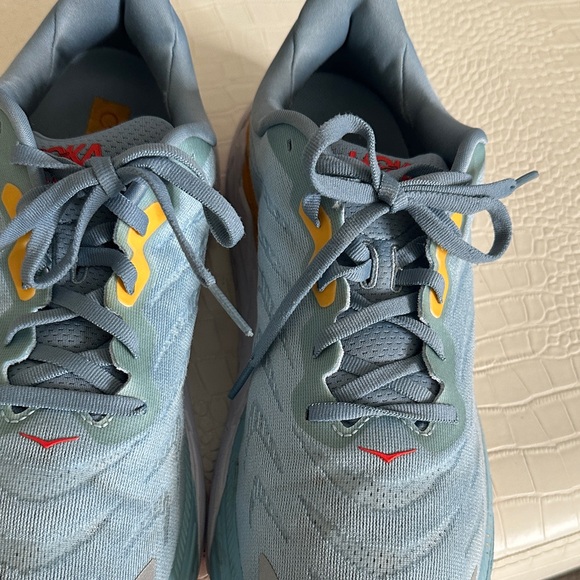 Hoka Pale Blue Running Shoes with Yellow and Red Accents - Picture 7 of 16